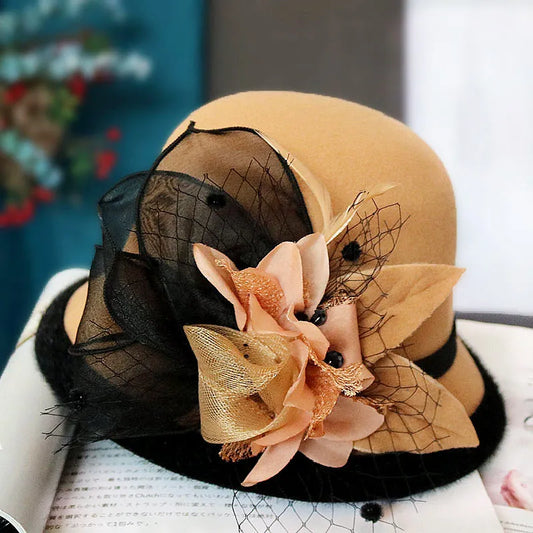 Chapeau Melon.Cloche Femme à Fleur