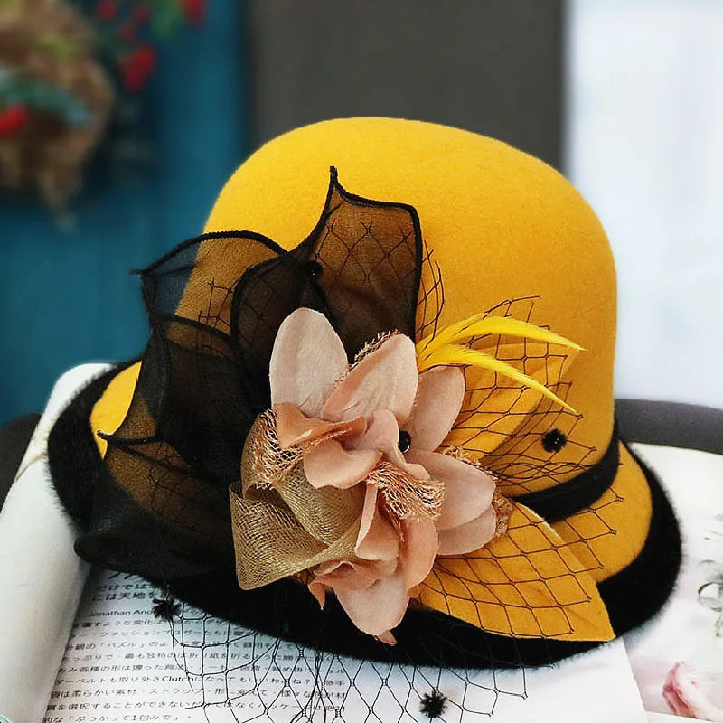 Chapeau Melon.Cloche Femme à Fleur