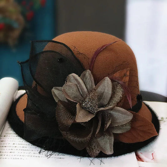 Chapeau Melon.Cloche Femme à Fleur