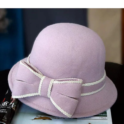 Chapeau Melon Cloche Femme Noeud Hiver