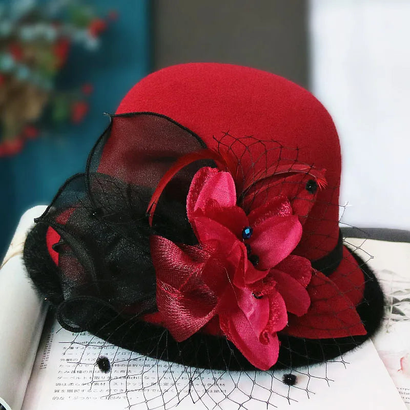 Chapeau Melon.Cloche Femme à Fleur